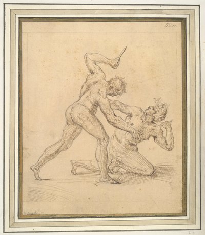 Deux hommes nus se battant - Unknown