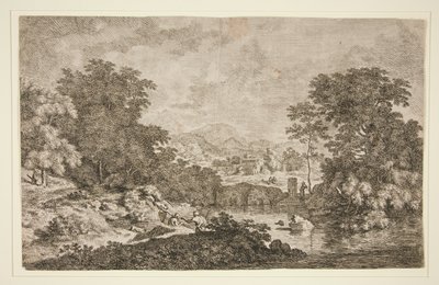 Sans titre [Scène pastorale - paysage montagneux près d