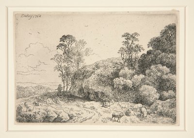 Sans titre [paysage avec moutons et berger] - Unknown