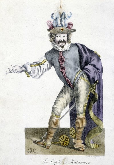 Personnage de théâtre du XVIe siècle : Capitan Matamore, Arts Déco - Unknown artist