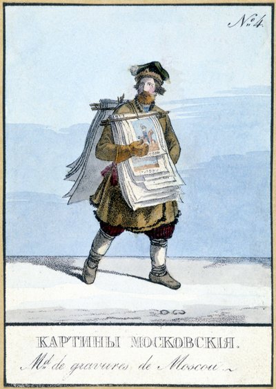 Marchand de gravures à Moscou au 19ème siècle. Illustration du 19ème siècle - Unknown artist