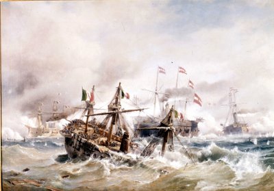 20/07/1866 : Bataille de Lissa au large de la Dalmatie : les Autrichiens détruisent la flotte italienne. - Unknown artist