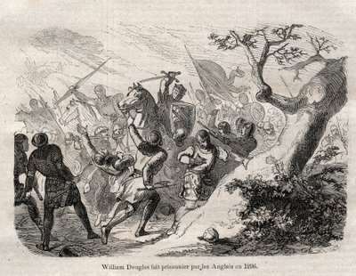 Arrestation de Sir William Douglas « le Hardi » (le Hardi), Seigneur de Douglas (1243 - 1298) en 1296 - gravure dans « Dictionnaire populaire illustré » - 1864 - par Joseph Decembre et Edmond Allonier - Unknown artist