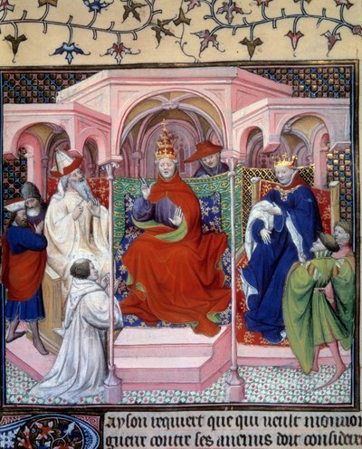 Un conseil présidé par le Pape Clément V (1264-1314) (en présence d