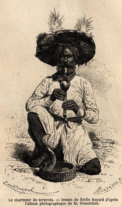Un fakir, charmeur de serpents. Gravure pour illustrer le voyage dans les provinces méridionales de l