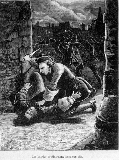 Combat entre bandes rivales - Cartouche attaquant un homme - Unknown artist