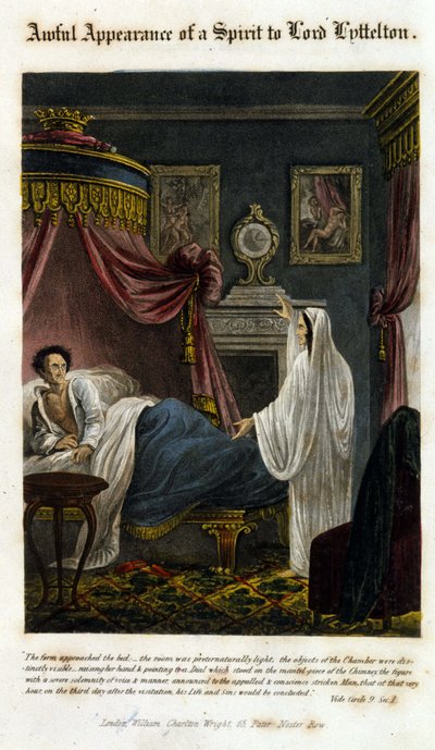 Un fantôme apparaît devant Lord Littelton pour annoncer sa mort. 1825. Bibl. Morando, Milan. - Unknown artist