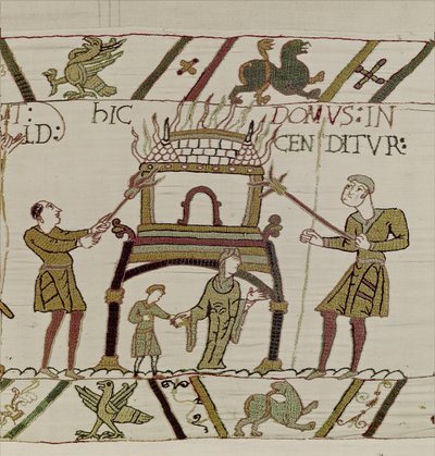 Une maison est brûlée par les Normands, Tapisserie de Bayeux - Unknown artist