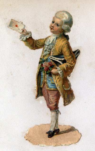 Un messager (18ème siècle) portant une lettre scellée. Chromolithographie vers 1890. - Unknown artist