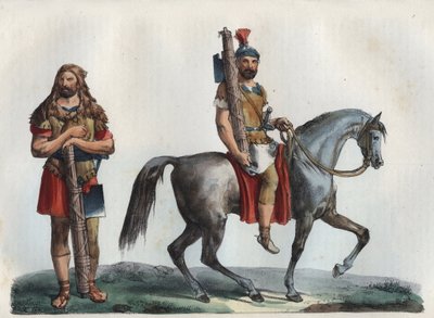 Un licteur militaire et un licteur militaire de la cavalerie - gravure de "Usi e Costumi di Tutti i Popoli dell