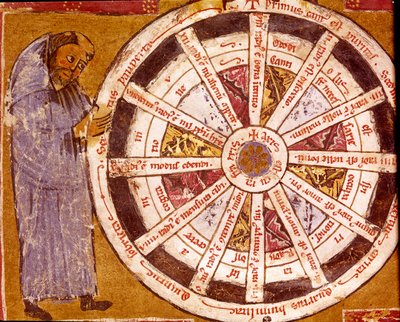 Un moine près de la roue de la vie religieuse Miniature des « Œuvres » de Hugues de Saint-Victor - Unknown artist