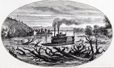 Un bateau à aubes sur le Missouri supérieur - Unknown artist
