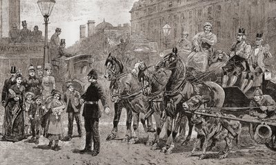 Un policier arrête la circulation à un passage piéton pour permettre aux piétons de traverser, Londres, Angleterre - Unknown artist