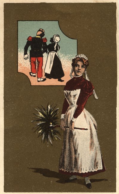 Une servante avec une plume. Elle rêve du bras d