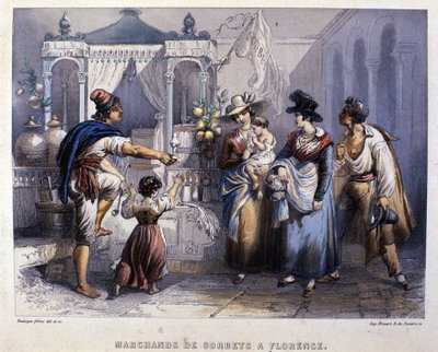 Un marchand de sorbets à Florence. Lithographie vers 1820 - Unknown artist
