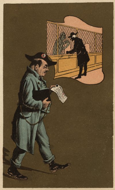 Un inspecteur des impôts, chromolithographie anonyme, fin du 19e siècle. - Unknown artist