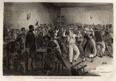 Un bal de mariage à Salers, gravure pour illustrer un voyage aux volcans du centre de la France en 1864, dans « Le tour du monde, nouveau journal des voyages » publié sous la direction d