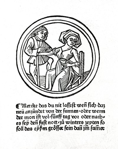 Une femme saigne. Xylographie dans "Buch de Surgery" par Hyeronimus Braunschweig. Strasbourg 1497 - Unknown artist