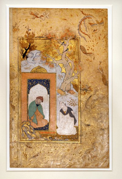 Un jeune homme visite un dervich (gouache et or sur papier) - Unknown artist