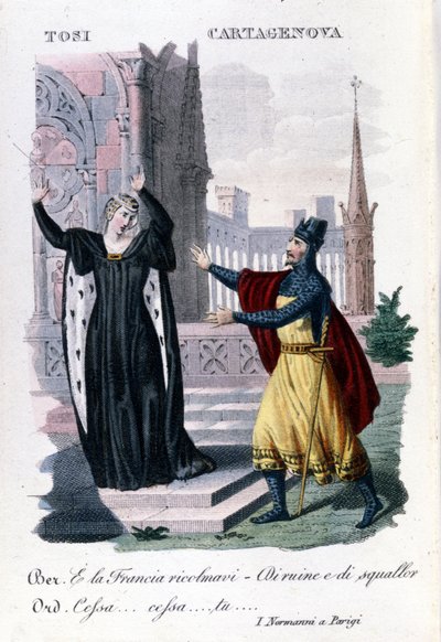 Adelaide Tosi et Orazio Cartagenova dans « I Normanni a Parigi » par Saverio Mercadante. Compositeur italien (1795 à 1870). - Unknown artist