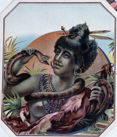 Femme noire africaine et serpent - Unknown artist