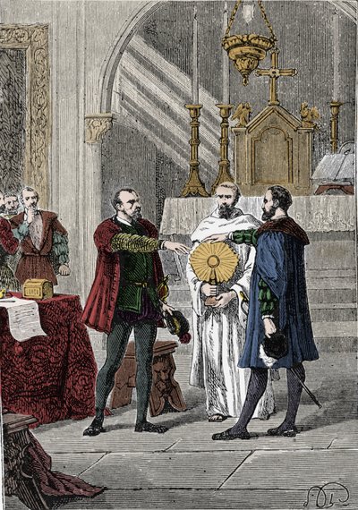 Après diverses discordes entre les conquistadors espagnols Francisco Pizarro (François Pizarre) - Unknown artist