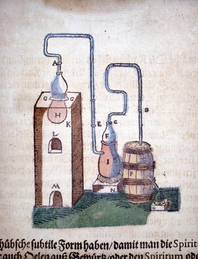 Alchimie : appareil de distillation, tiré d
