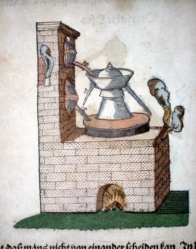 Alchimie : appareil pour la distillation, tiré d