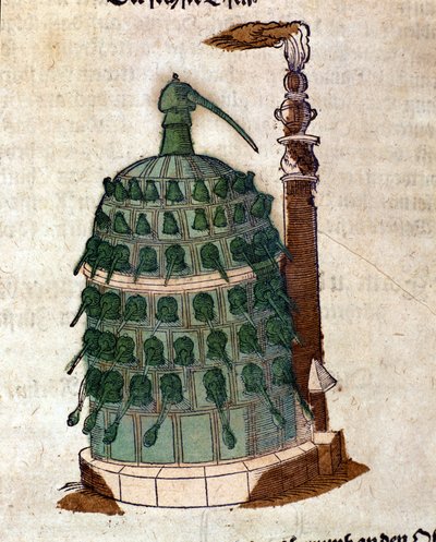 Alchimie : le four Athanor, gravure d