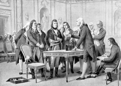 Alessandro (Alexandre) Volta explique à Napoléon Bonaparte le principe de sa pile électrique - dans « L