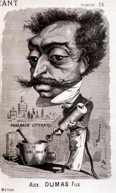 Alexandre Dumas Fils et sa "pharmacie littéraire" - dans "Le Géant" du 02/08/1868 - Unknown artist