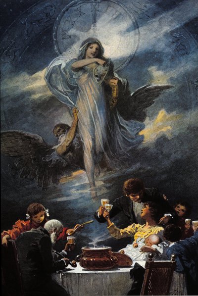 Allégorie du réveillon de Noël et du réveillon du Nouvel An. 1889 - Unknown artist