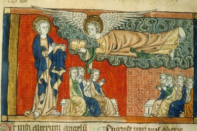 Allégorie de la chute de Babylone (avec ange) - Miniature du Moyen Âge (réf. 815, 032r) : Demande de permission à la Bibliothèque municipale de Toulouse (tél : 05 62 27 66 66) - Unknown artist
