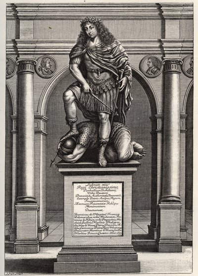 Allégorie représentant le roi Louis XIV (1638-1715) écrasant ses ennemis. Gravure de J. Frosne de 1653. Collection privée. - Unknown artist