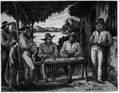 Un orchestre de marimba mexicain (xylophone). - Unknown artist