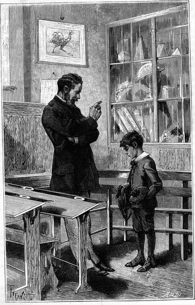 André Gaudry réprimandé par son professeur. Gravure dans « Le journal de la jeunesse » - Unknown artist