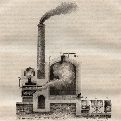 Appareil de Michel de Marseille, pour la distillation du soufre brut - gravure dans 