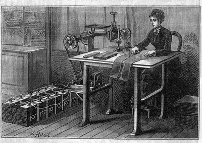 Application des batteries Faure : machine à découper les tissus actionnée par l