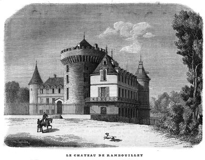 Architecture : vue extérieure du Château de Rambouillet (XIVe-XVe siècle, remanié au cours du siècle). - Unknown artist
