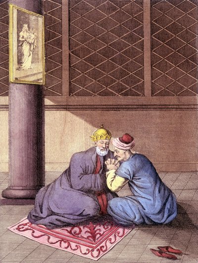 Évêque arménien écoutant les confessions d