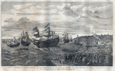 Arrivée de Frédéric V du Palatinat (1596-1632) au port de Gravesend pour épouser la princesse Élisabeth d
