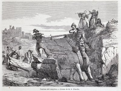 Taureau ailé assyrien sur le site de Ninive - dans « Tour du monde » 1er semestre 1863 - Unknown artist
