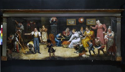 Au bon père de famille. Upholsterer-decorator sign. Rue Mouffetard, 5th arrondissement, Paris, circa 1825 (sign) - Unknown artist