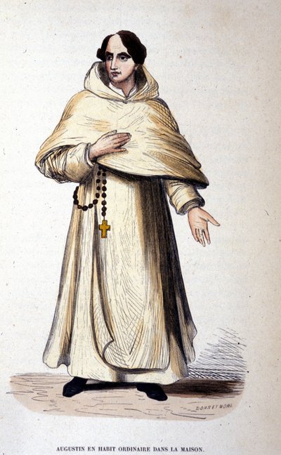 Augustin en habit ordinaire, religieux selon les règles de Saint Augustin. Gravure du 19ème siècle - Unknown artist
