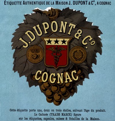 Étiquette authentique de J. Dupont & C°, Cognac. Édition de 1882 - Unknown artist
