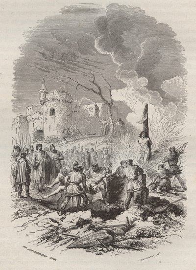 Baudouin V, comte de Flandre (1012-1067) rétablissant la police dans ses états - Gravure de 1868 dans « Histoire de Belgique des temps primitifs à la fin du règne de Léopold Ier » par Théodore Juste (1818-1888) - Collection privée - Unknown artist