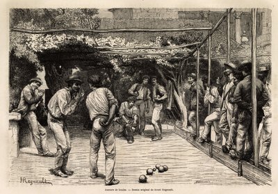 Joueurs de balle à Rome (Italie). Gravure pour illustrer le voyage à Rome, par Francis Wey, en 1864-1868, publiée dans « Le tour du monde, nouveau journal des voyages », sous la direction d