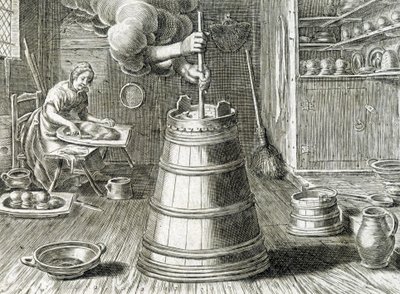 Baratte pour la fabrication du beurre et du fromage - gravure - Unknown artist