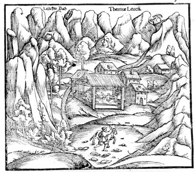Bains de Baden (Autriche), gravure du 16ème siècle. - Unknown artist