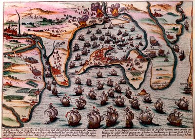 Plan de bataille de Cales Males (Espagne) le 30 juin 1596. La flotte de l